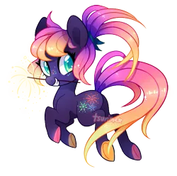 Size: 595x590 | Tagged: safe, artist:tsurime, derpibooru import, amethyst star, oc, oc:sparkler, unofficial characters only, earth pony, pony, adoptable, adoption, earth pony oc, female, fireworks, freckles, image, looking at you, mare, png, ponytail, simple background, smiling, solo, solo female, sparkler (firework), sparkles, transparent background
