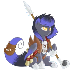 Size: 731x681 | Tagged: safe, artist:divergentassailant, derpibooru import, oc, oc:deft serenity, unofficial characters only, pegasus, pony, armor, scroll, sitting, spear