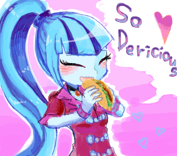 Size: 600x530 | Tagged: safe, artist:weiliy, derpibooru import, sonata dusk, equestria girls, rainbow rocks, cute, engrish, pixiv, solo, sonatabetes, sonataco, taco