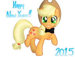 Size: 2048x1536 | Tagged: applejack, artist:birdivizer, bowtie, crazy face, derpibooru import, faic, happy new year, insanity, safe, smiling, snapplejack, solo