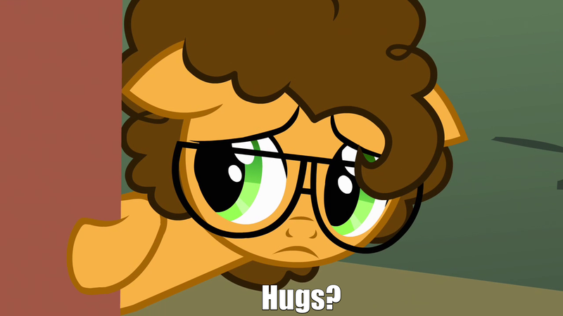 Size: 1280x720 | Tagged: caption, cheese sandwich, derpibooru import, diacheeses, glasses, hug, hug request, image macro, meme, pinkie pride, safe, screencap, solo