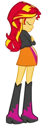Size: 992x2852 | Tagged: dead source, safe, artist:pinkiespartygirl, derpibooru import, sunset shimmer, equestria girls, boots, clothes, jacket, shoes, simple background, skirt, solo, transparent background, vector