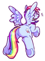 Size: 584x800 | Tagged: artist:susu, backwards cutie mark, derpibooru import, plot, rainbow dash, safe, solo, underhoof