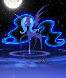 Size: 3000x3500 | Tagged: artist:flamevulture17, derpibooru import, eyes closed, moon, princess luna, ripple, safe, solo, water