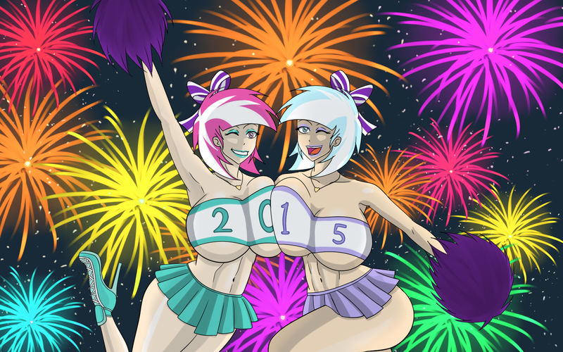 Size: 1600x1000 | Tagged: 2015, armpits, artist:annon, belly button, bimbo, bimboification, blue eyes, bow, breasts, cheerleader, cheerleader outfit, cleavage, clothes, derpibooru import, eyebrows, eyelashes, eyeliner, eyeshadow, female, fireworks, grin, hair bow, happy new year 2015, high heels, human, human coloration, humanized, jewelry, lilac sky, lipstick, makeup, midriff, multicolored hair, necklace, nudity, open mouth, pom pom, questionable, short hair, skirt, smiling, spring step, sunlight spring