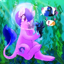 Size: 700x700 | Tagged: artist:christmaslolly, derpibooru import, princess luna, safe, seafoam, sea pony, sea swirl, seaswirl the sea explorer, tumblr, underwater