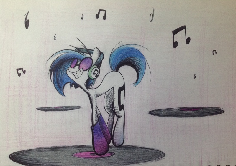 Size: 2448x1726 | Tagged: safe, artist:virtualsketcher, derpibooru import, vinyl scratch, music, music notes