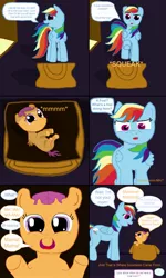 Size: 1200x2000 | Tagged: artist:gorodetsky, baby, bag, bon bon, comic, derpibooru import, lyra heartstrings, rainbow dash, safe, scootaloo, sweetie drops