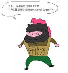 Size: 1073x1156 | Tagged: anthro, derpibooru import, korean, mask, pinkie pie, semi-grimdark, terrorist