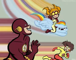 Size: 792x621 | Tagged: artist:rachel ordway, comic book resources, crossover, dc comics, derpibooru import, impulse, kid flash, race, rainbow dash, safe, the flash, the line it is drawn