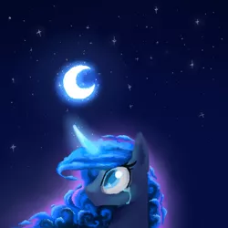 Size: 1024x1024 | Tagged: safe, artist:alliecorn, derpibooru import, princess luna, crying, moon, night, solo, stars