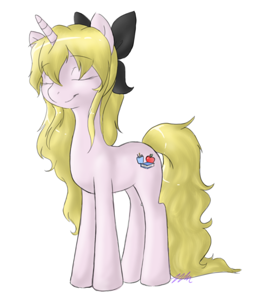 Size: 1336x1596 | Tagged: artist:karramon, derpibooru import, eyes closed, katawa shoujo, lilly satou, ponified, safe, solo