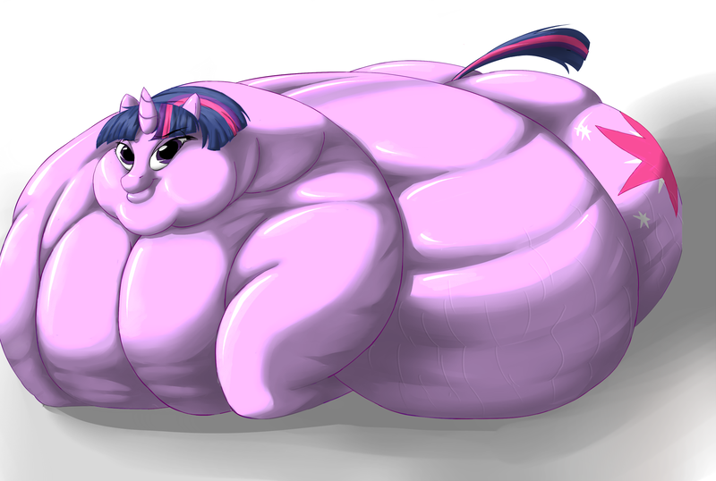 Size: 1841x1239 | Tagged: questionable, artist:apbuske, derpibooru import, twilight sparkle, fat, female, immobile, impossibly large belly, impossibly large butt, impossibly large everything, inflation, morbidly obese, obese, plot, slob, solo, solo female, twilard sparkle, weight gain