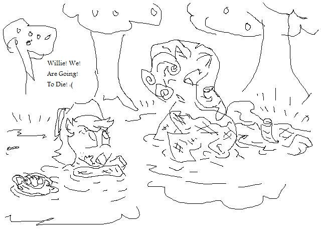 Size: 640x460 | Tagged: applejack, indiana jones, monochrome, movie reference, ms paint, quicksand, rarity, safe