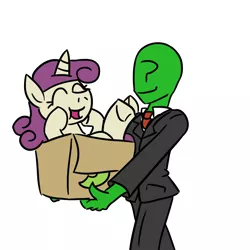 Size: 800x800 | Tagged: safe, artist:jargon scott, derpibooru import, nook, oc, oc:anon, unofficial characters only, human, pony, box, pony in a box