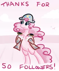 Size: 500x600 | Tagged: safe, artist:alipes, derpibooru import, pinkie pie, pony, ask pinkie pierate, ask, bicorne, bipedal, clothes, hat, pirate, solo, tumblr