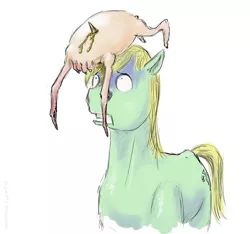 Size: 600x562 | Tagged: semi-grimdark, artist:adeptus-monitus, derpibooru import, pony, unicorn, blood, crossover, death, fail, frown, gritted teeth, half-life, headcrab, horn, horn impalement, wide eyes