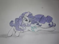 Size: 1024x768 | Tagged: artist:penkatshi, derpibooru import, lying down, rarity, safe, sketch, solo, traditional art