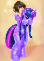 Size: 872x1200 | Tagged: suggestive, artist:tashiroyu, derpibooru import, twilight sparkle, anthro, human, bodysuit, clothes, costume, excessive sweat, female, image, jpeg, latex, latex suit, masking, pixiv, pony costume, ponysuit, rubber, solo, solo female, sweat, zentai