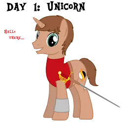 Size: 2200x2200 | Tagged: safe, artist:peternators, artist:redmagepony, derpibooru import, oc, oc:heroic armour, unofficial characters only, pony, unicorn, ms paint, rapier, red mage, solo, sword, text