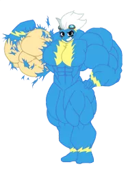 Size: 524x699 | Tagged: artist:minimannitaur, bodysuit, clothes, derpibooru import, fetish, fleetflex, fleetfoot, flexing, human, humanized, muscle fetish, muscles, my muscle pony, safe, simple background, solo, torn clothes, transparent background, wonderbolts uniform