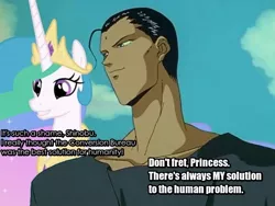 Size: 640x480 | Tagged: crossover, dissonance, edit, fanfic, fanfic:the conversion bureau, grimdark, princess celestia, racism, shinobu sensui, the conversion bureau, this will end in death, this will end in genocide, yu yu hakusho