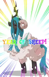 Size: 800x1244 | Tagged: artist:kolshica, clothes, costume, derpibooru import, eyes closed, queen chrysalis, safe, sheep, solo, year of the sheep