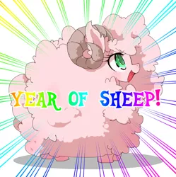 Size: 800x804 | Tagged: artist:kolshica, clothes, costume, derpibooru import, horns, oc, oc:fluffle puff, open mouth, safe, sheep, solo, unofficial characters only, year of the sheep