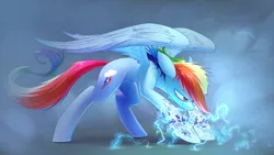 Size: 1920x1080 | Tagged: safe, derpibooru import, part of a set, rainbow dash, pegasus, pony, bioshock, bioshock infinite, crossover, electricity, female, mare, plasmid, shock jockey, solo, vigor, wallpaper