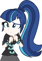 Size: 400x579 | Tagged: safe, artist:alkonium, derpibooru import, shining armor, sonata dusk, equestria girls, clothes, frown, gleaming shield, palette swap, ponytail, recolor, rule 63, shining sonata, simple background, skirt, transparent background, vector