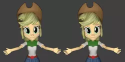 Size: 2160x1080 | Tagged: safe, artist:creatorofpony, derpibooru import, applejack, equestria girls, /mlp/, 3d, blender, cowboy hat, hat, smiling, solo, stereoscopy, stetson, wall eye stereogram