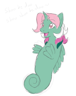 Size: 250x313 | Tagged: artist:kourabiedes, ask, ask fizzy, derpibooru import, fizzy, g1, race swap, safe, sea pony, shoo be doo, solo, tumblr