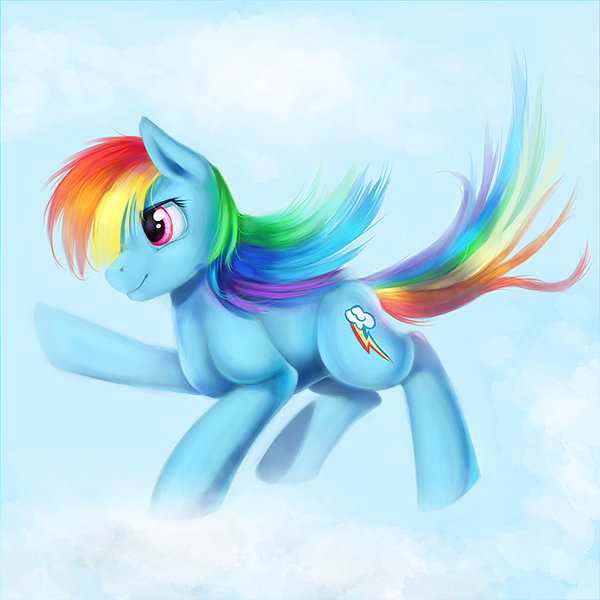 Size: 660x660 | Tagged: safe, artist:tgom, derpibooru import, rainbow dash, cloud, cloudy, sky, smiling, solo