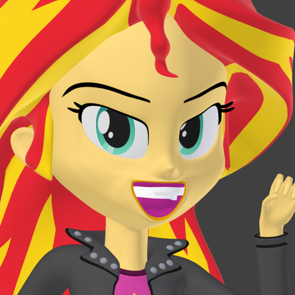 Size: 1080x1080 | Tagged: safe, artist:creatorofpony, derpibooru import, sunset shimmer, equestria girls, /mlp/, 3d, 3d model, blender, creepy, faic, solo, teeth