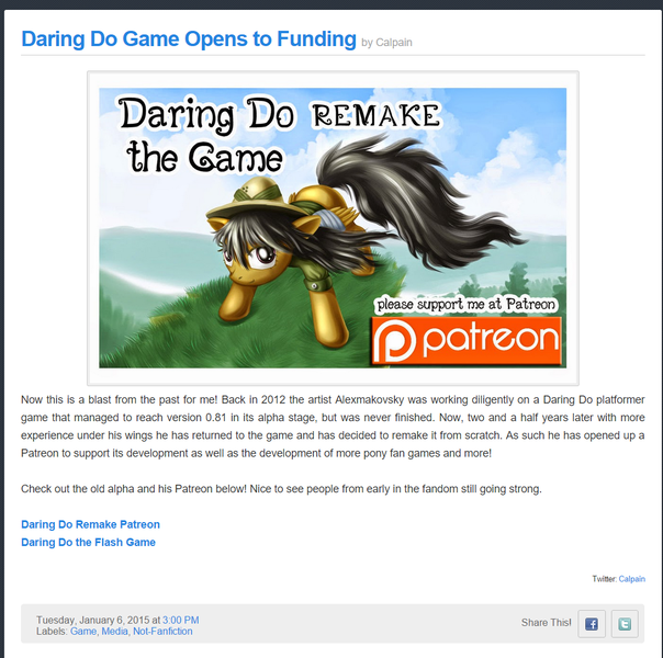 Size: 1077x1070 | Tagged: daring do, game, patreon, safe