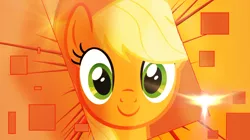 Size: 1024x575 | Tagged: applejack, artist:digitbrony, derpibooru import, lens flare, looking at you, safe, square, vector, wallpaper