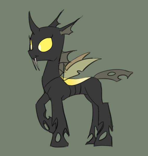 Size: 644x680 | Tagged: artist:carnifex, changeling, changeling oc, derpibooru import, green background, honeycomb hive, oc, oc:eggyolk, raised hoof, safe, simple background, smiling, solo, unofficial characters only, yellow changeling, yellow eyes