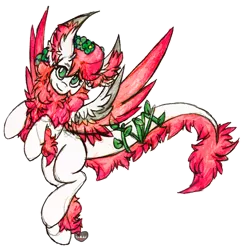 Size: 1374x1412 | Tagged: safe, derpibooru import, oc, unofficial characters only, original species, augmented tail, female, floral head wreath, fluffy, lutei, mare