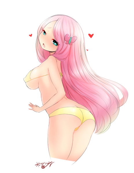 Size: 680x880 | Tagged: artist:born-to-die, ass, bikini, breasts, busty fluttershy, clothes, derpibooru import, erect nipples, female, flutterbutt, fluttershy, human, humanized, micro bikini, nipple outline, questionable, solo, solo female, swimsuit