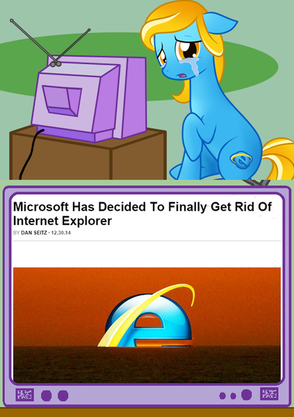 Size: 564x800 | Tagged: artist:staticwave12, browser ponies, crying, derpibooru import, exploitable meme, internet browser, internet explorer, meme, obligatory pony, oc, oc:internet explorer, ponified, sad, safe, tv meme