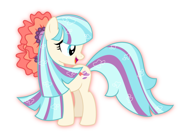 Size: 4115x3000 | Tagged: safe, artist:aqua-pony, derpibooru import, coco pommel, saiyan, cocobetes, cute, dragon ball z, flower in hair, glow, image, long mane, long tail, looking back, open mouth, png, rainbow power, rainbow power-ified, simple background, smiling, solo, super saiyan, transparent background, vector