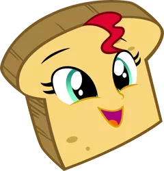 Size: 6000x6252 | Tagged: safe, artist:deathnyan, derpibooru import, sunset shimmer, equestria girls, absurd resolution, bread, context is for the weak, food, inanimate tf, open mouth, shimmersmile, simple background, smiling, solo, sunbread shimmer, sunset shimmer dressing up as food, toast, transformation, transparent background, vector, wat