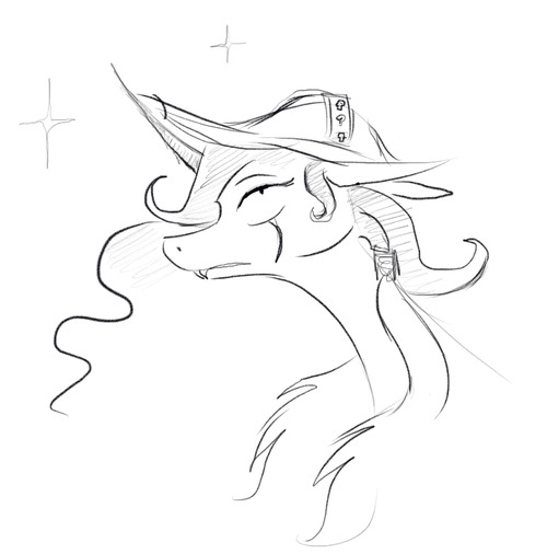 Size: 500x506 | Tagged: safe, artist:negativefade, derpibooru import, princess luna, bicorne, captain luna, hat, monochrome, solo