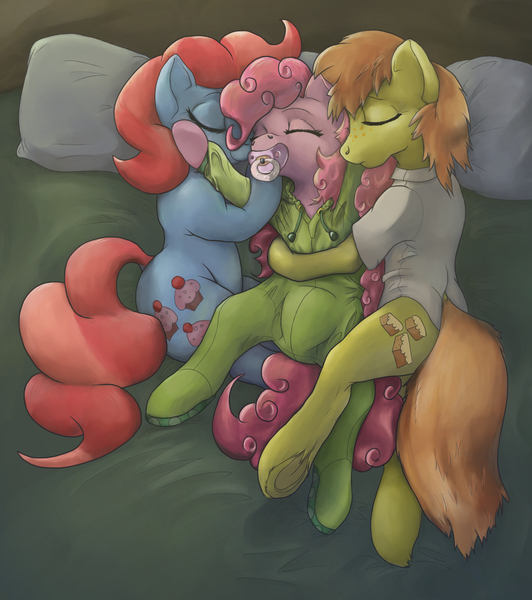 Size: 1222x1378 | Tagged: adult foal, artist:asdfasfasda, bed, carrot cake, clothes, cup cake, cute, diaper, diaper fetish, diapinkes, dock, footed sleeper, kigurumi, pacifier, pinkie pie, questionable, sleeping