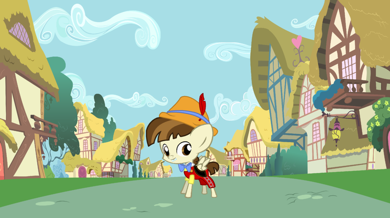 Size: 1024x575 | Tagged: artist:sirius-writer, crossover, derpibooru import, disney, featherweight, pinocchio, ponyville, safe, solo