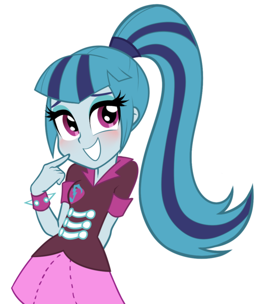 Size: 1030x1188 | Tagged: safe, artist:rileyav, derpibooru import, sonata dusk, equestria girls, rainbow rocks, blushing, clothes, cute, female, hnnng, looking at you, ponytail, shy, simple background, skirt, smiling, solo, sonatabetes, transparent background, vector, when she smiles