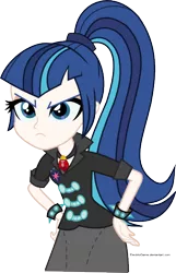 Size: 400x622 | Tagged: safe, artist:alkonium, artist:crimsumic, derpibooru import, shining armor, equestria girls, angry, clothes, frown, gleaming shield, palette swap, ponytail, recolor, rule 63, shining sonata, simple background, skirt, transparent background, vector