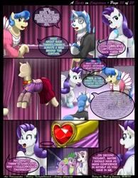 Size: 1165x1500 | Tagged: safe, artist:kitsuneyoukai, derpibooru import, fancypants, rarity, sapphire shores, spike, sweetie belle, comic:a spike in confidence, comic, dialogue, explicit source, eyes closed, female, good end, happy, interior, male, nudity, plot, shipping, sparity, straight, talking