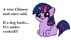 Size: 1194x668 | Tagged: safe, deleted from derpibooru, derpibooru import, twilight sparkle, unicorn, chinese text, exploitable meme, filly, filly twilight sparkle, filly twilight telling an offensive joke, meme, obligatory pony, out of character, racism, simple background, solo, unicorn twilight, vulgar, white background