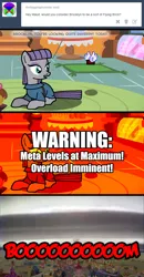 Size: 854x1639 | Tagged: artist:flyingbrickanimation, ask, ask maudlyn, atomic bomb, boom, crossover, derpibooru import, explosion, imminent explosion, maudlyn, maud pie, safe, tsar bomba, tumblr, tumblr comic, warning